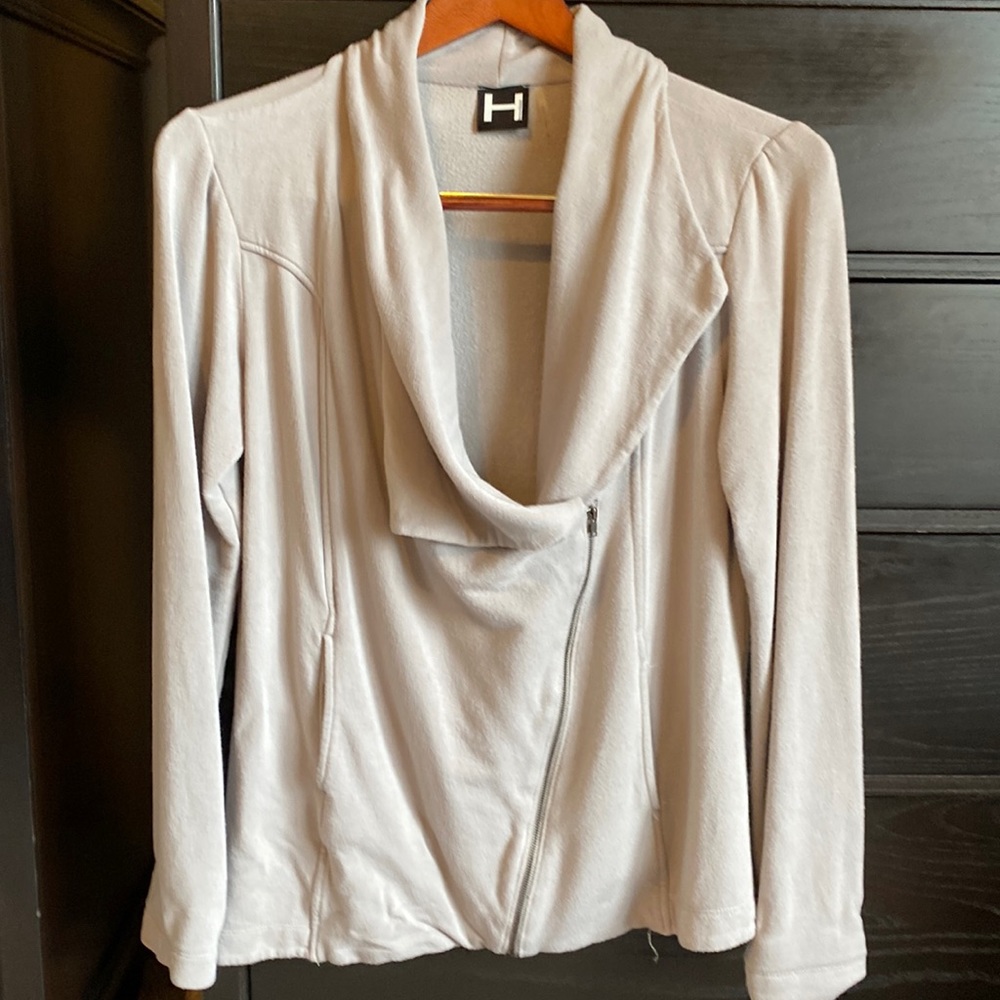 Asymmetrical drape knit jacket